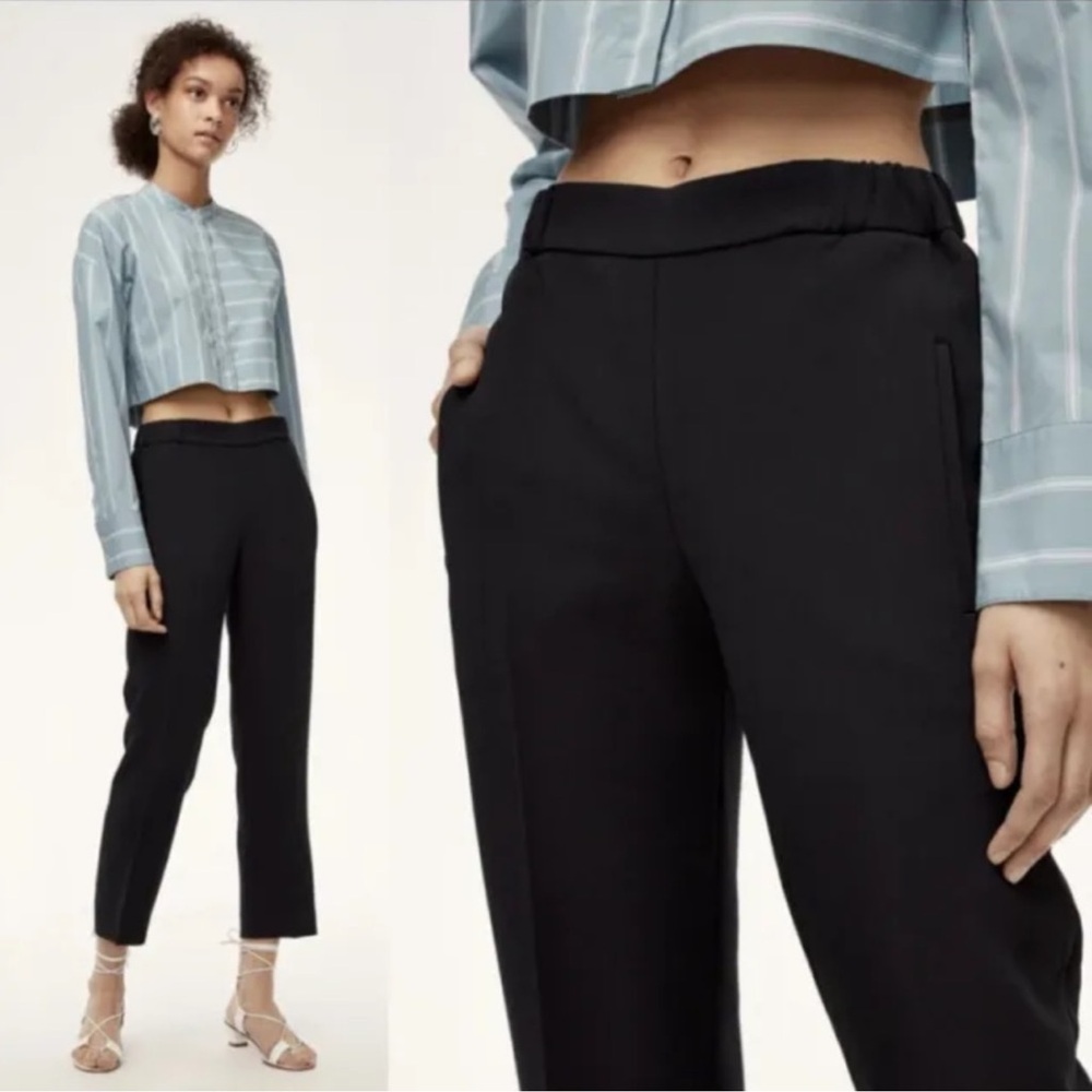 Wilfred Aritzia Women's Crepe Darontal Pull On Pant Trousers Black Size 2